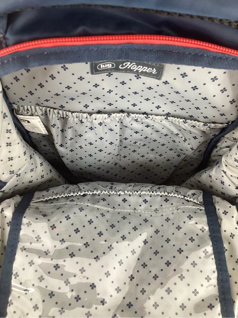 lug Hopper Navy Blue Camo Backpack with Red Trim